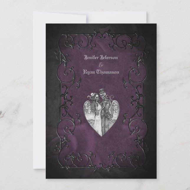 Elegante gotische Halbzeitschrift Hochzeit Einladu Einladung (Rückseite)