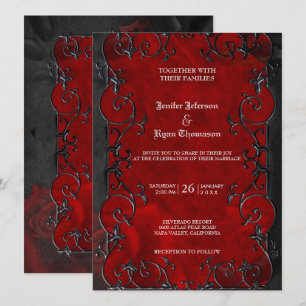 Elegante gotische Halbzeitschrift Hochzeit Einladu Einladung