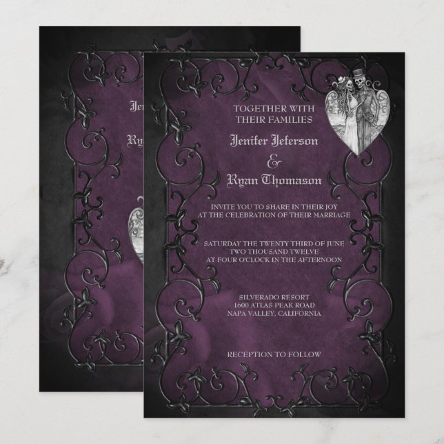 Elegante gotische Halbzeitschrift Hochzeit Einladu Einladung (Vorne/Hinten)