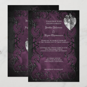 Elegante gotische Halbzeitschrift Hochzeit Einladu Einladung