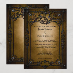 Elegante gotische Halbzeitschrift Hochzeit Einladu Einladung