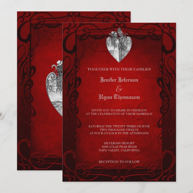 Elegante gotische Halbzeitschrift Hochzeit Einladu Einladung (Vorne/Hinten)