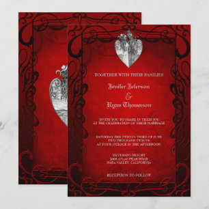 Elegante gotische Halbzeitschrift Hochzeit Einladu Einladung