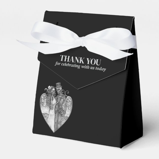 Elegante gotische Halloween-Gastgeschenk Hochzeit Geschenkschachtel (Vorderseite)