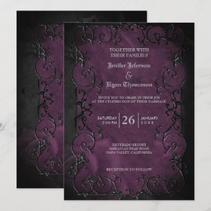 Elegante gotische Halloween lila Hochzeit Einladun Einladung