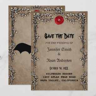 Elegante gotische Hochzeit - Rettet-das-Datum-Einl Einladung