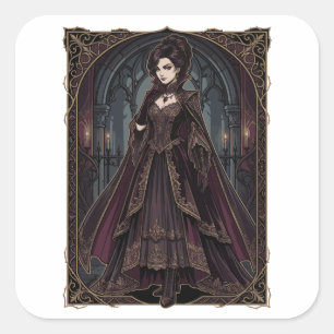 Elegante gotische Königin viktorianische Dark Art  Quadratischer Aufkleber
