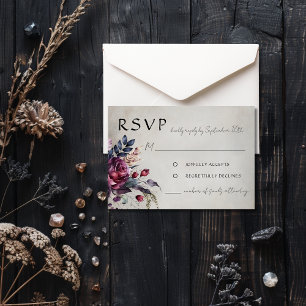Elegante Gotische Lila Aquarellblume RSVP-Karte RSVP Karte