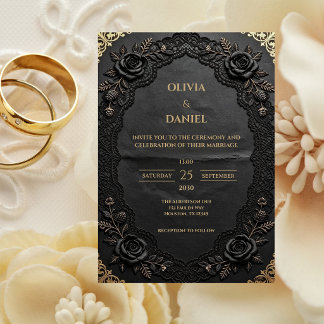 Elegante gotische romantische Luxus-Hochzeit Einladung