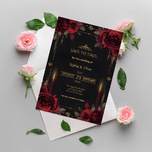 Elegante Gotische Romanze Hochzeit Terminankündigu