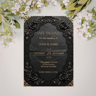 Elegante gotische Romanze Luxus-Hochzeit Save The Date