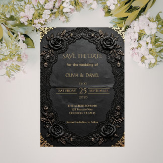 Elegante gotische Romanze Luxus-Hochzeit Save The Date