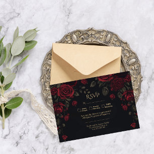 Elegante gotische Romanze Rosen Hochzeit RSVP Karte
