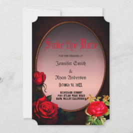 Elegante gotische rote Rosen Save the Date Einladung