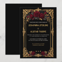 Elegante gotische schwarze Rosen-Gold-Hochzeitsein