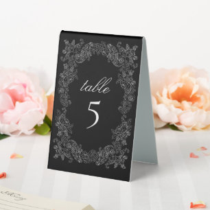 Elegante gotische schwarze und weiße Hochzeit Tischaufsteller