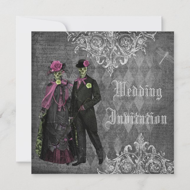 Elegante gotische Wedding Braut-u. Einladung (Vorderseite)