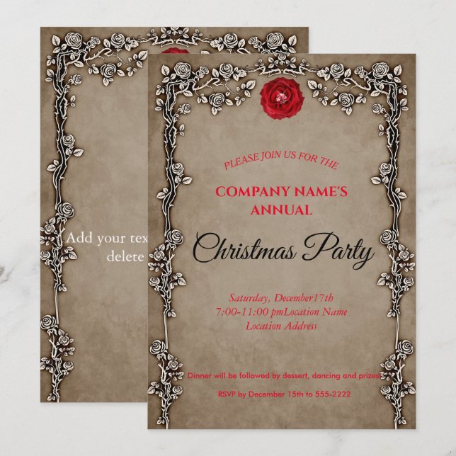 Elegante Gotische Weihnachtsfeiertage Party Einlad Einladung (Vorne/Hinten)