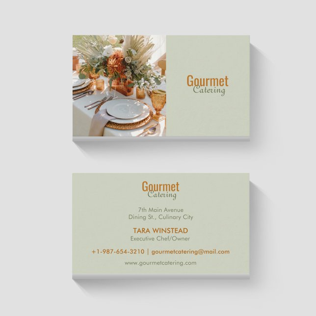 Elegante Gourmet Catering Business Card Visitenkarte (Von Creator hochgeladen)