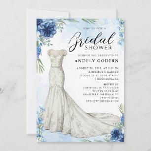 Elegante Gown-Illustration mit Brautdusche Einladung