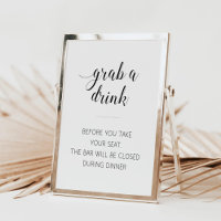 Elegante Grab A Drink Wedding Bar Sign