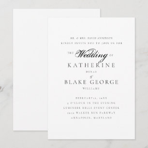 Élégante Grace Mariage Mariée Parents Invitation