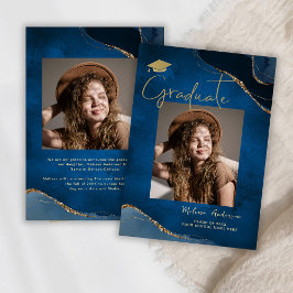 Elegante Graduate Foto Blue Navy Ankündigung