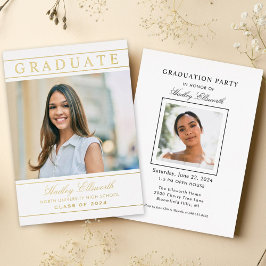 Elegante Graduate Gold Foto Graduation Party Folieneinladung