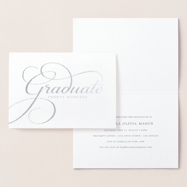 Elegante Graduate Real Foil Script Folienkarte (Anzeige)