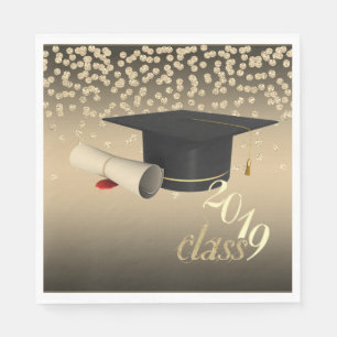 Elegante Graduation Cap, Gold Diamonds Class 2019 Serviette