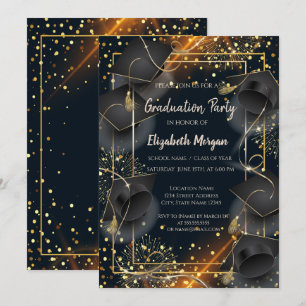 Elegante Graduation Caps Dots Graduation Party Einladung