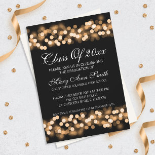 Elegante Graduation Party Gold Hollywood Glam Einladung