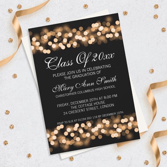 Elegante Graduation Party Gold Hollywood Glam Einladung (Von Creator hochgeladen)