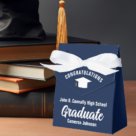 Elegante Graduation Party Navy Blue White Custom Geschenkschachtel