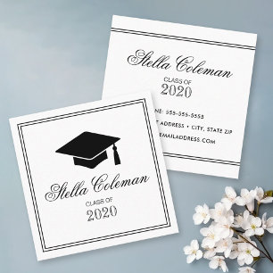 Elegante Graduiertennamenskarte für Abschluss Telefonnummerkarte