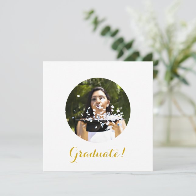 Elegante Graduiertenparty Foto Square Einladung (Stehend Vorderseite)