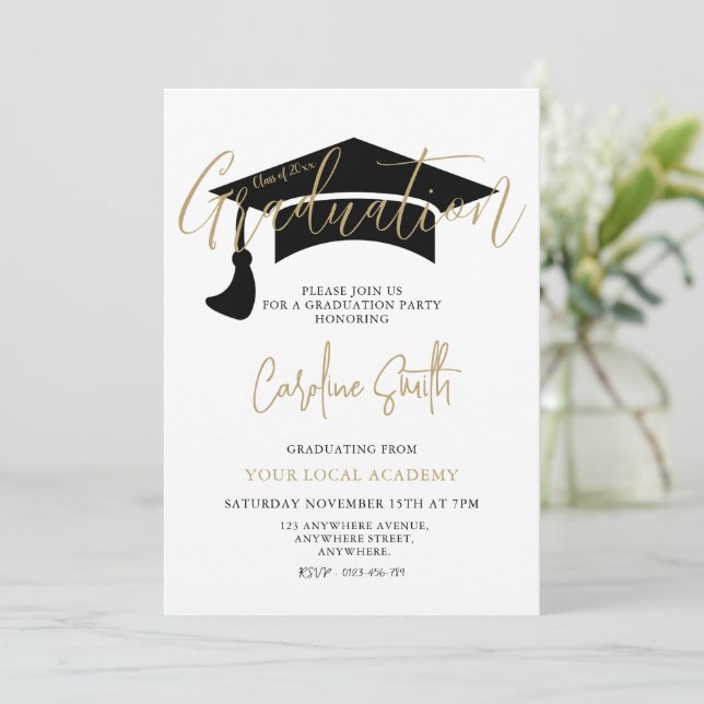 Elegante Graduierungspartei Einladung (Stehend Vorderseite)