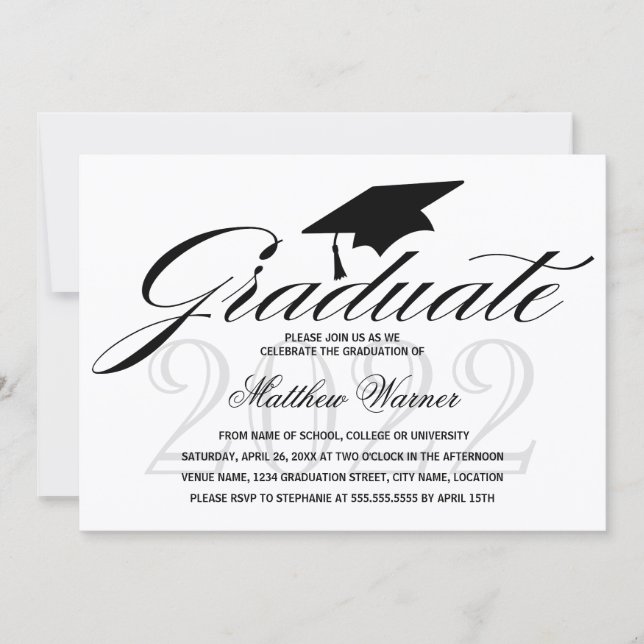 Elegante Graduierungspartei Einladung (Vorderseite)