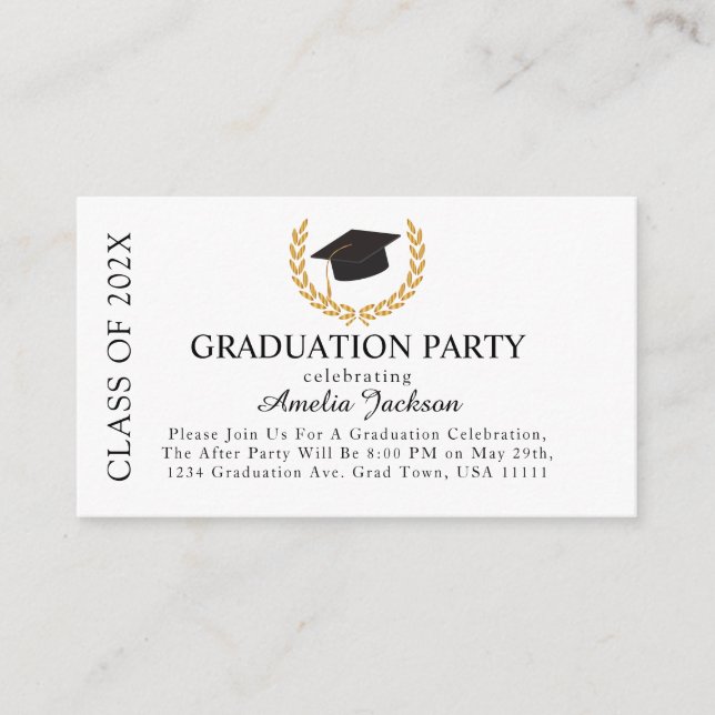 Elegante Graduierungsparty Ankündigung Einsetzen v Begleitkarte (Vorderseite)