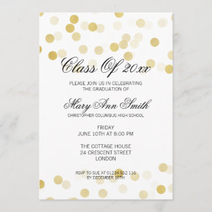 Elegante Graduierungsparty Gold Foil Glitzer Light Einladung