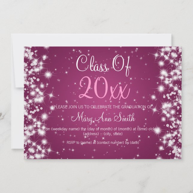 Elegante Graduierungsparty Winter Sparkle Berry Einladung (Vorderseite)