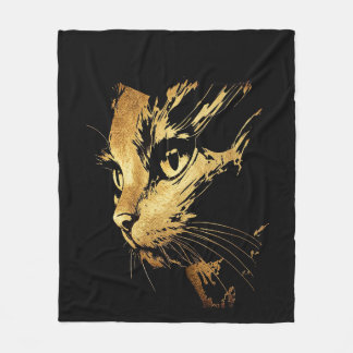Elegante Grafik Schwarze Katze und Texturiertes Go Fleecedecke