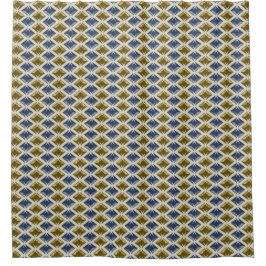 Elegante Grafische Diamanten Blue Golden Gems Duschvorhang