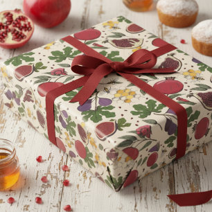 Elegante Granatäpfel, Feigen und Honigbienen Geschenkpapier