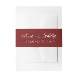 Elegante Granatrote und weiße Hochzeitseinladungsb Einladungsbanderole
