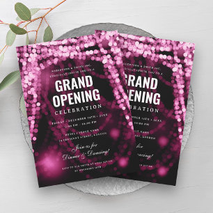 Elegante Grand Opening Business Hot Pink Lights Einladung