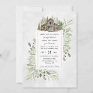 Élégante Grange Faire-part de mariage aquarelle