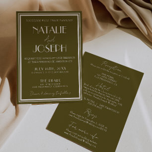 Elegante Gräser Fancy Retro All In One Hochzeit Einladung