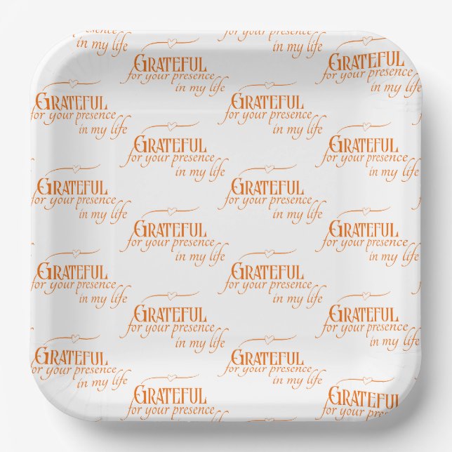 Elegante Grateful Erntedank Autumn Typografy Pappteller (Vorderseite)