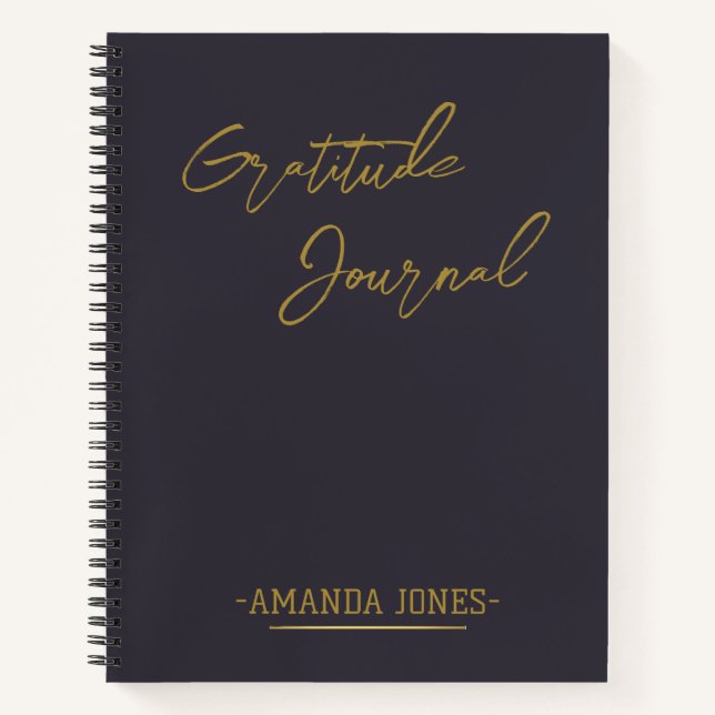 Elégante Gratitude personnalisée Journal Gris Or (Devant)